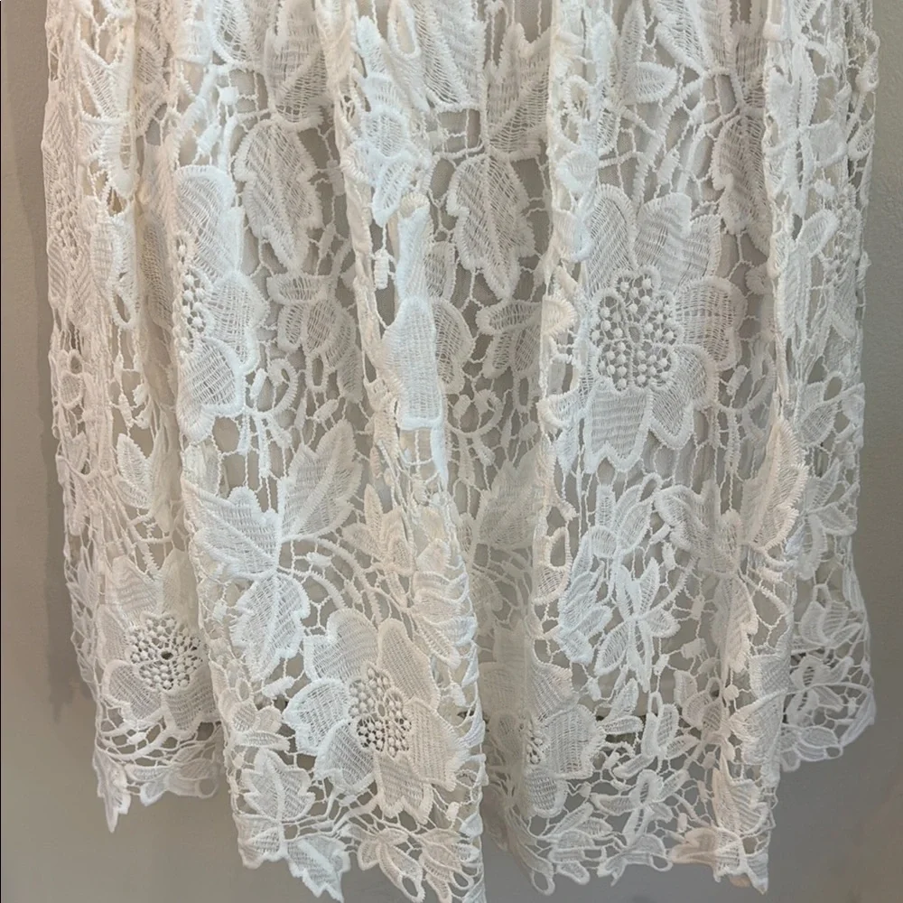 White Floral Lace Midi / A line Skirt - delicate and feminine - Picture 4 of 12